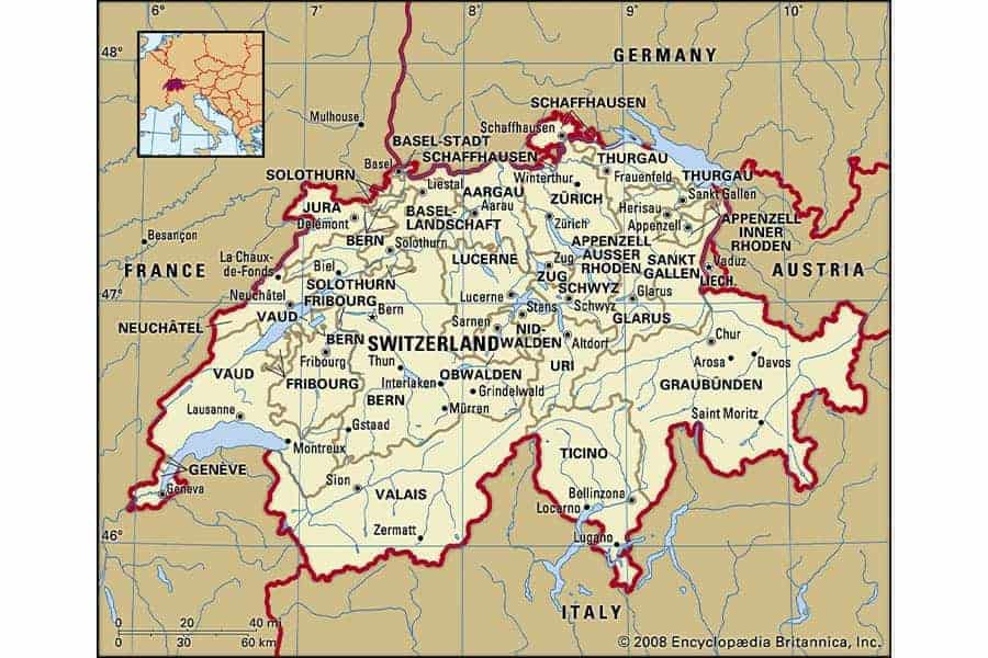 خريطة سويسرا