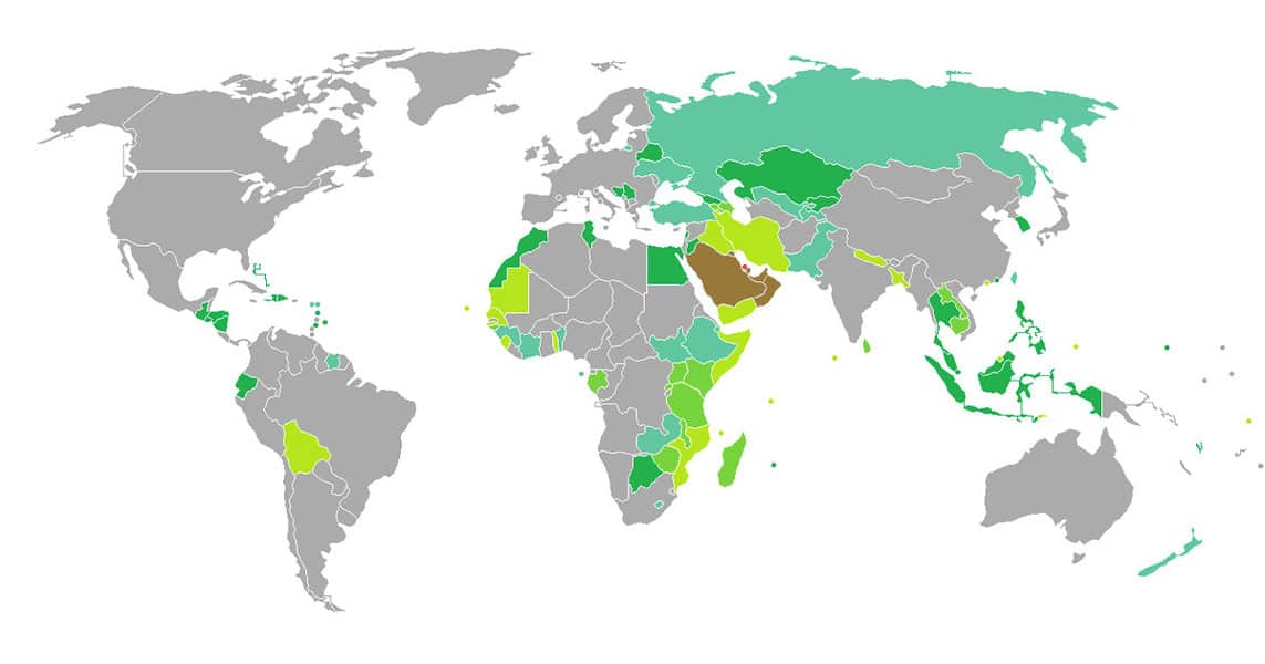 خريطة الدول التي لا تحتاج فيزا للبحرينيين