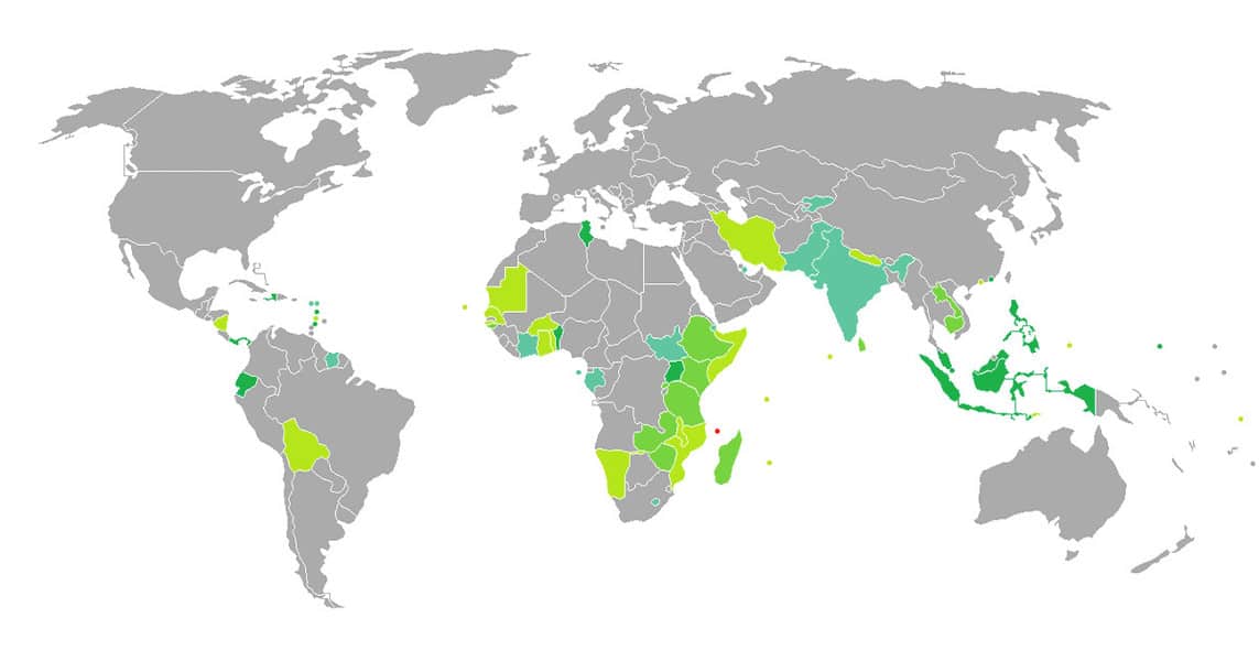 خريطة الدول التي لا تحتاج فيزا لمواطني جزر القمر