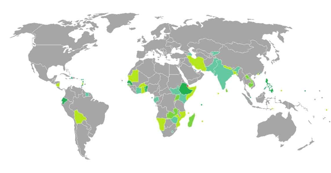 خريطة الدول التي لا تحتاج فيزا للجيبوتيين