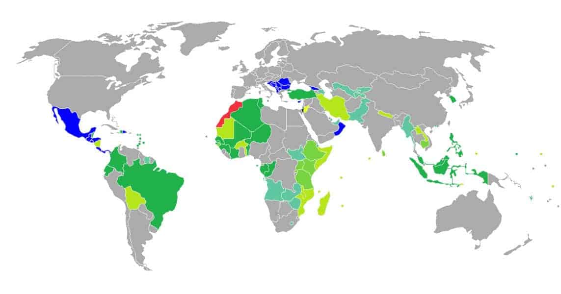 خريطة الدول التي لا تحتاج فيزا للمغربيين